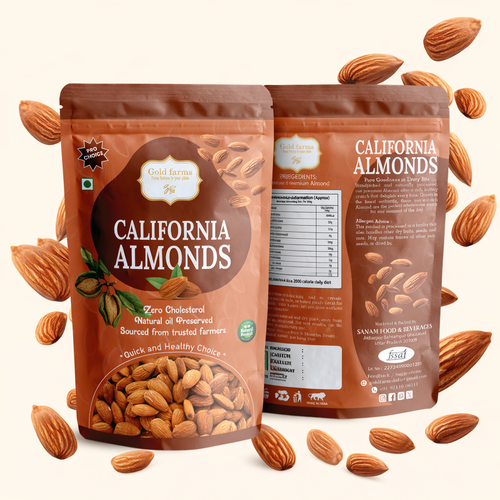 Gold Farms California Almonds 200g | Premium Badam | Healthy Dry Fruits | Rich in Protein & Fiber