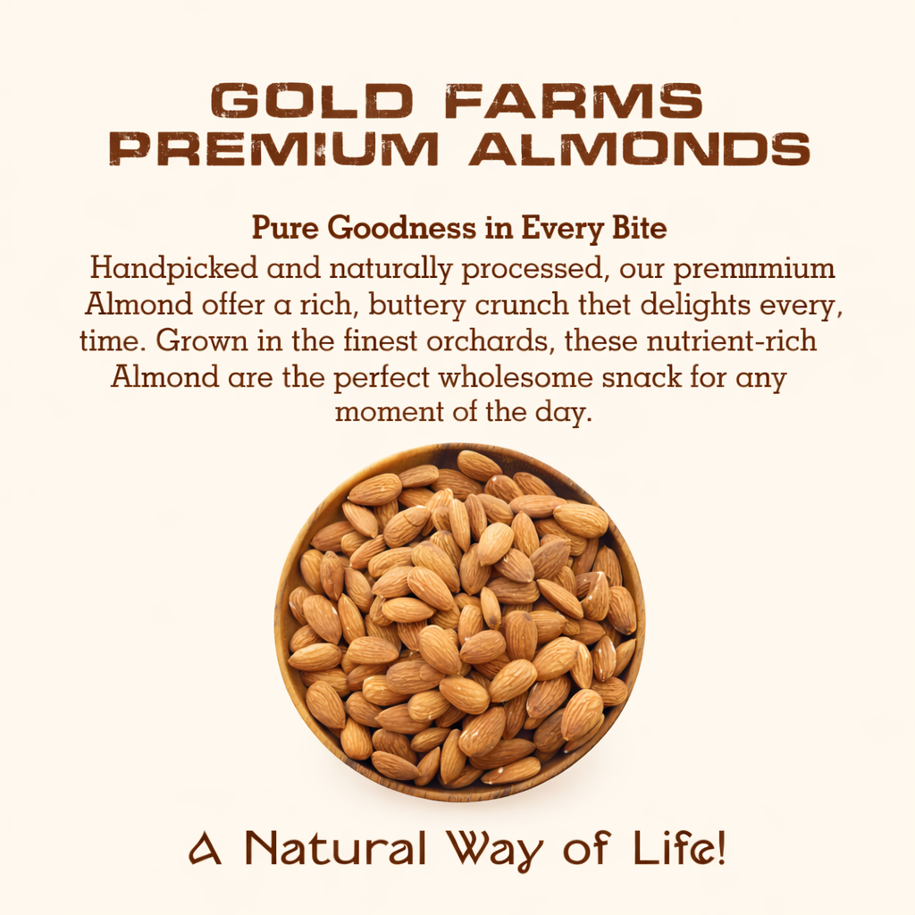 Gold Farms California Almonds 200g | Premium Badam | Healthy Dry Fruits | Rich in Protein & Fiber