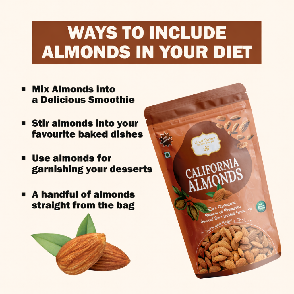 Gold Farms California Almonds 200g | Premium Badam | Healthy Dry Fruits | Rich in Protein & Fiber