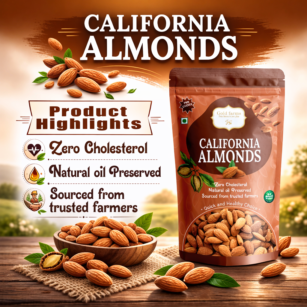 Gold Farms California Almonds 250g | Premium Badam | Healthy Dry Fruits | Rich in Protein & Fiber