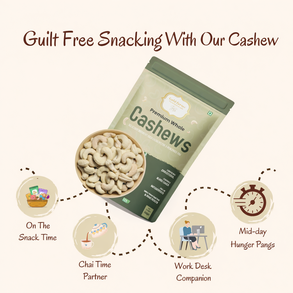 Gold Farms Premium Whole Cashews 200g | Kaju Premium Grade | Fresh & Crunchy | Healthy Dry Fruits