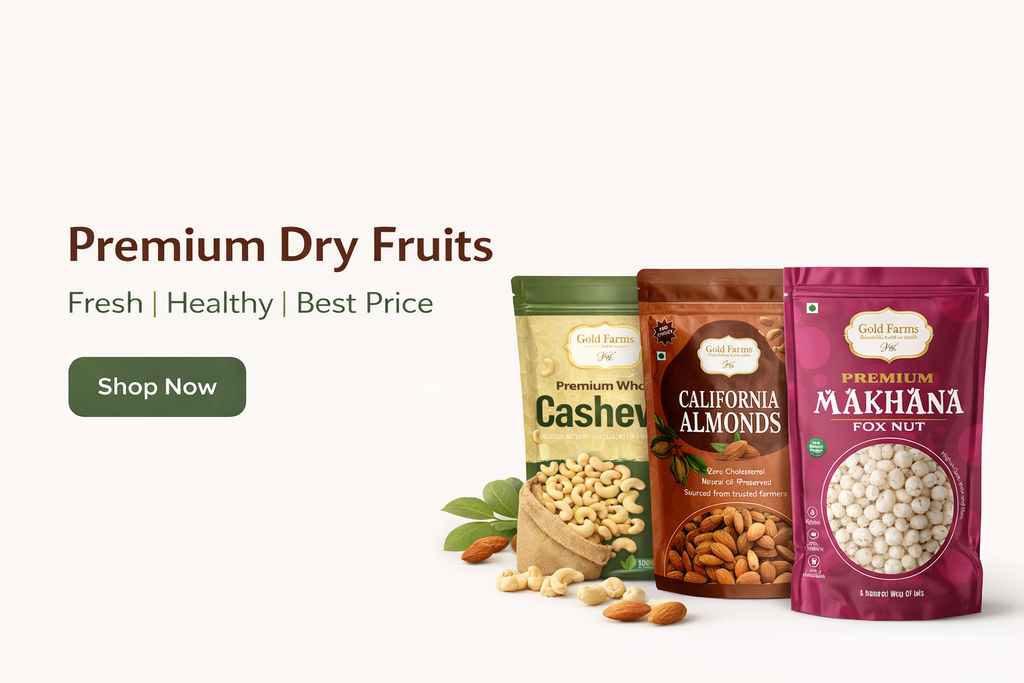 Gold Farms Dry Fruits Combo Pack – Makhana 100g, Almonds 250g, Cashews 250g Almonds, Cashews, Fox Nut
