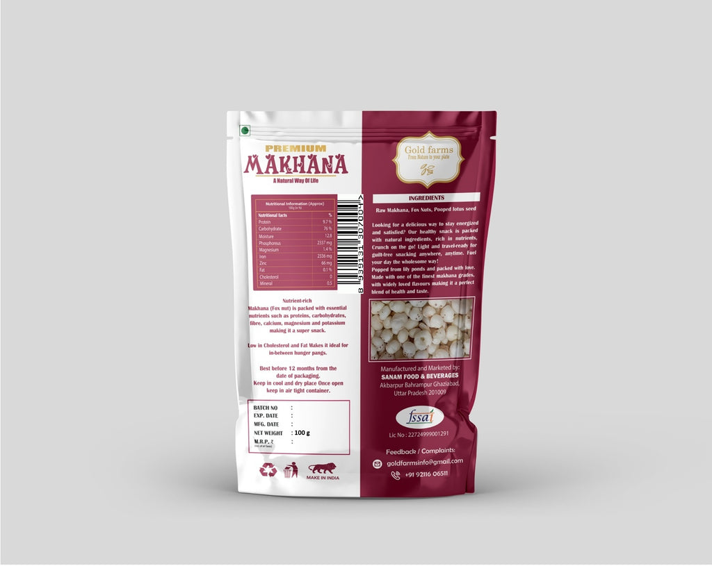 Gold Farms Premium Makhana (Fox Nut) 250g | Healthy Roasted Snack | High Protein & Fiber | Gluten Free