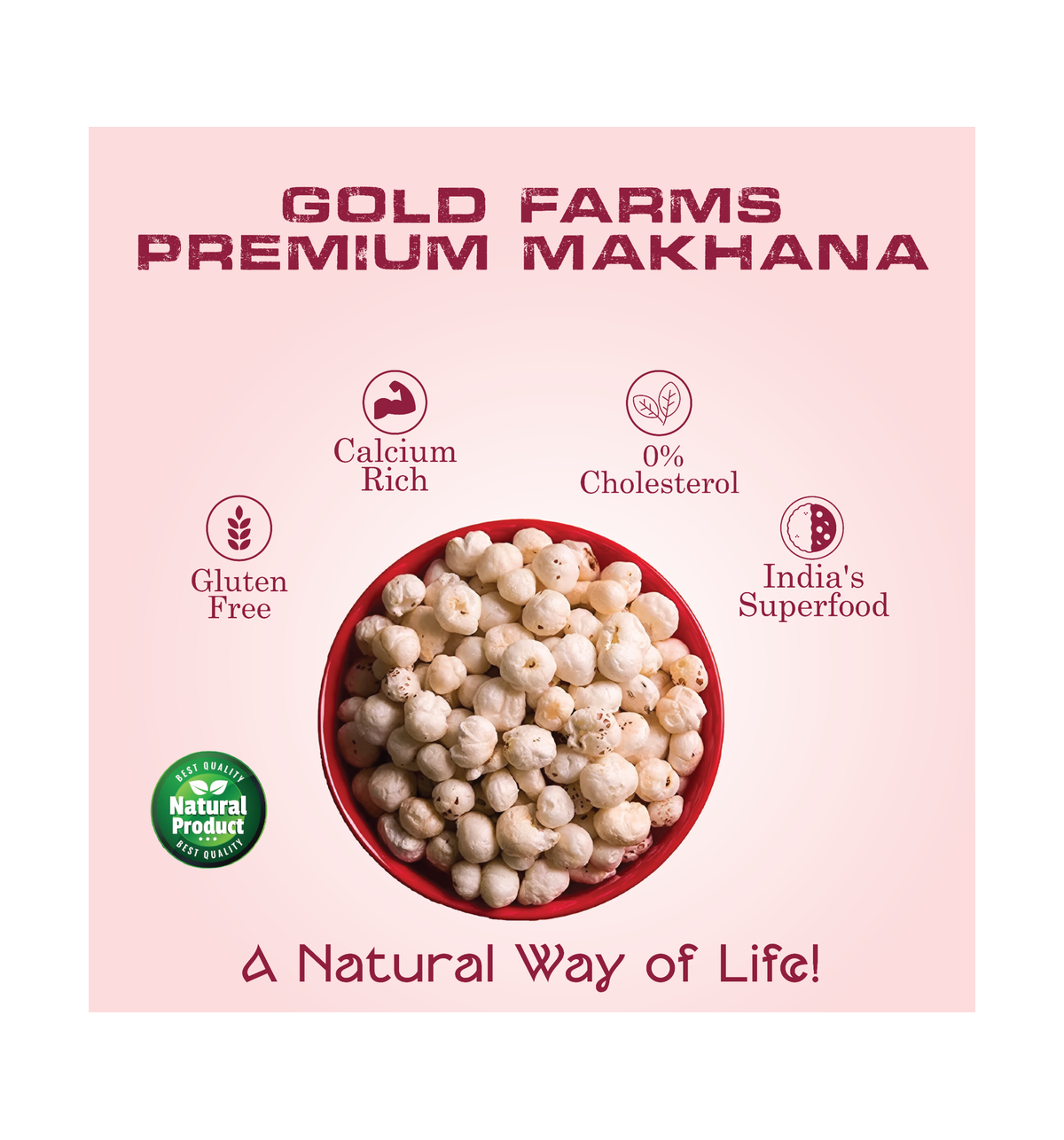 Gold Farms Deliciously Light and Crispy Phool Makhana Jumbo Size (250g x 2) Fox Nut